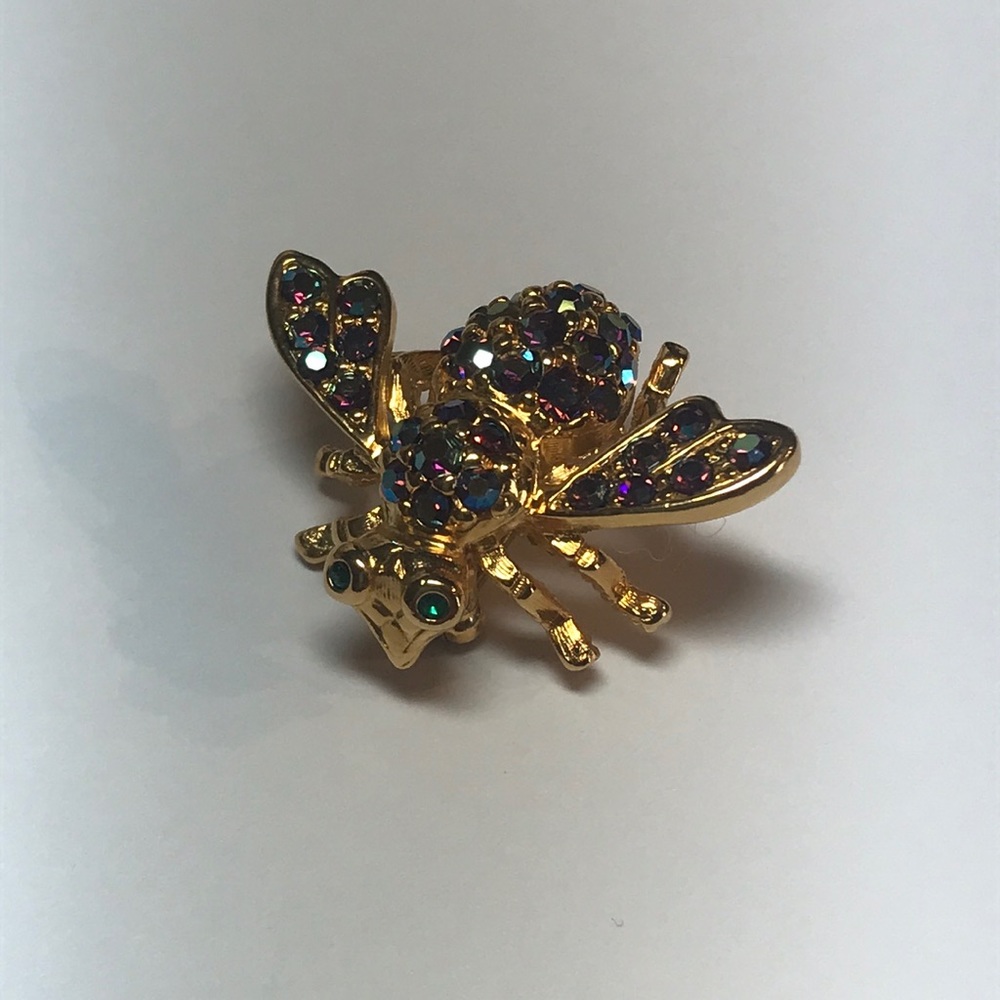 Joan Rivers gold Bee brooch aurora borealis - Picture 2 of 8